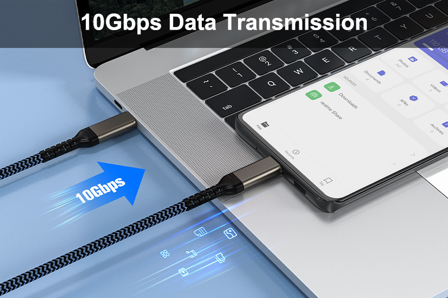 10Gbps Data Transfer&100W (20V/5A) PD Charging
