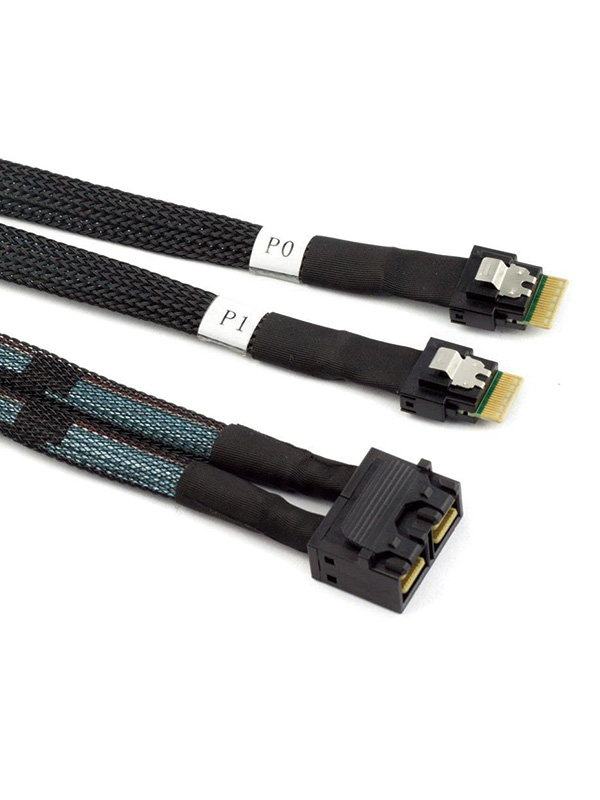 2 Ports SlimSAS SFF-8654 4I to HD Mini SAS SFF-8643 8I Cable 