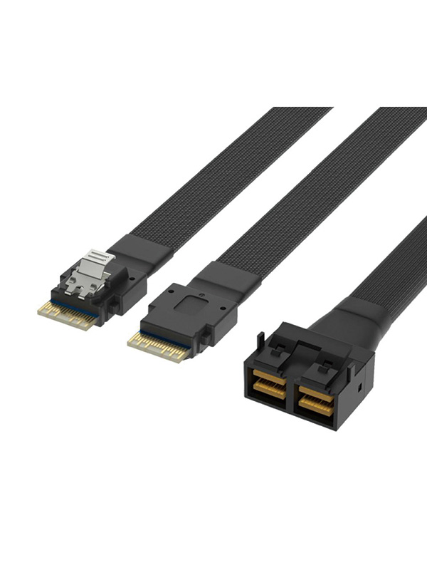 2 Ports SlimSAS SFF-8654 4I to HD Mini SAS SFF-8643 8I Cable 