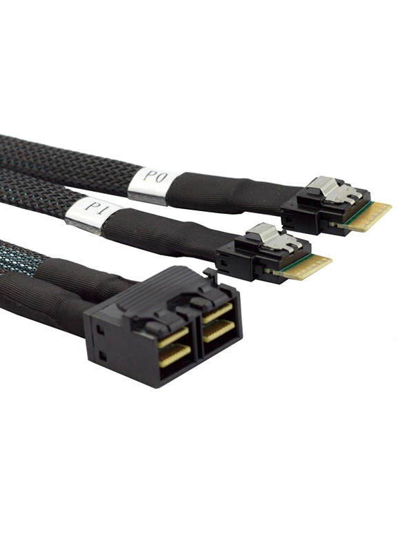 2 Ports SlimSAS SFF-8654 4I to HD Mini SAS SFF-8643 8I Cable 