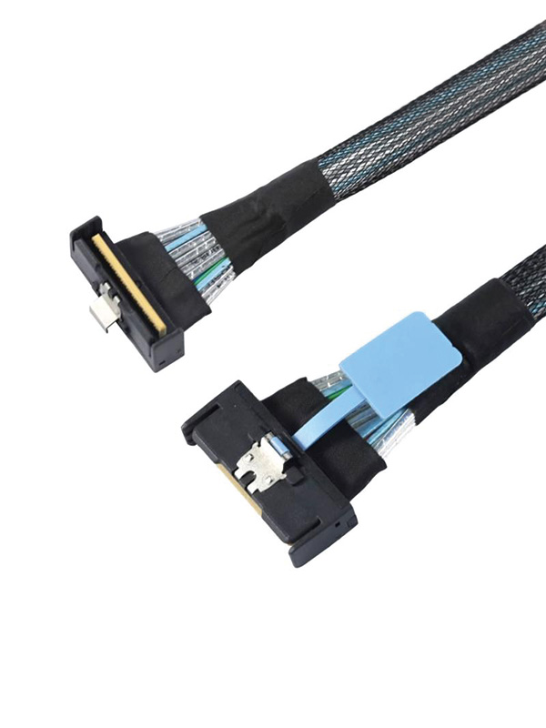 90-degree Angled PCIe Gen5 MCIO x8 Cable 