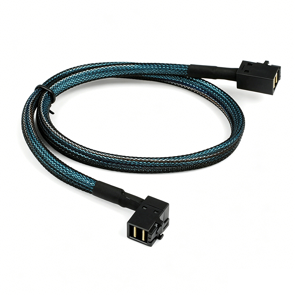 HD Mini SAS SFF-8643 to SFF-8643 Right Angle Cable 