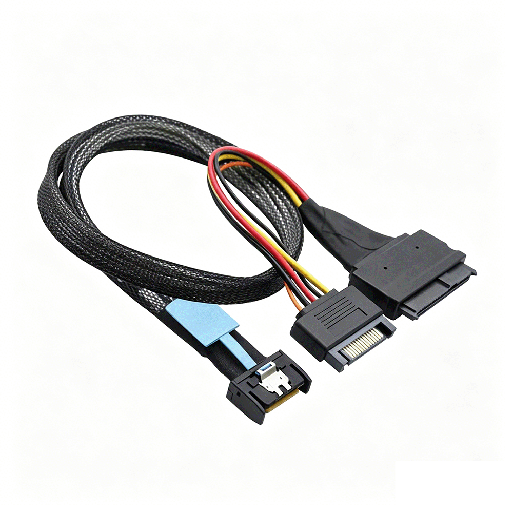 MCIO SFF-8654 to U.2 NVMe SFF-8639 With SATA 15P Cable 