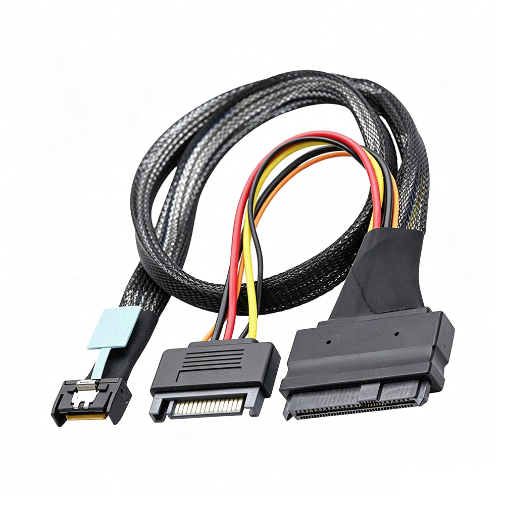 MCIO SFF-8654 to U.2 NVMe SFF-8639 With SATA 15P Cable 