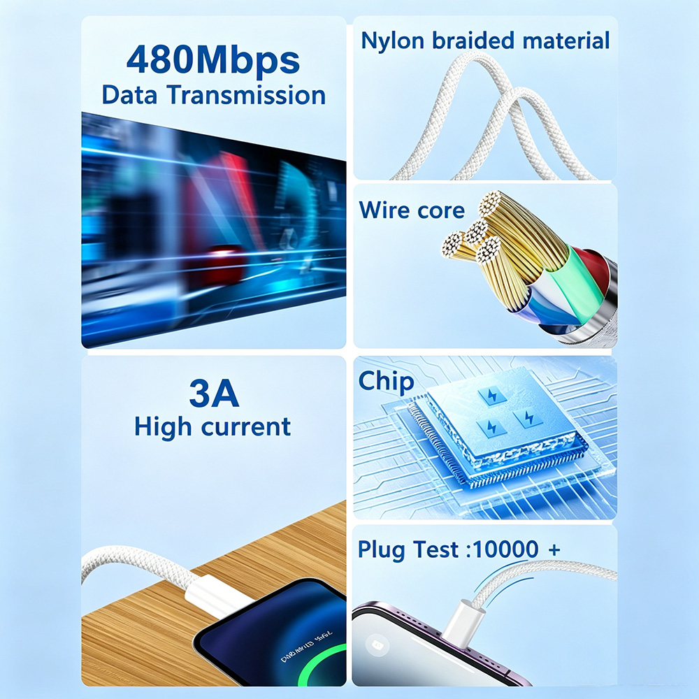 60W Nylon Braided Type C to Type C Cable