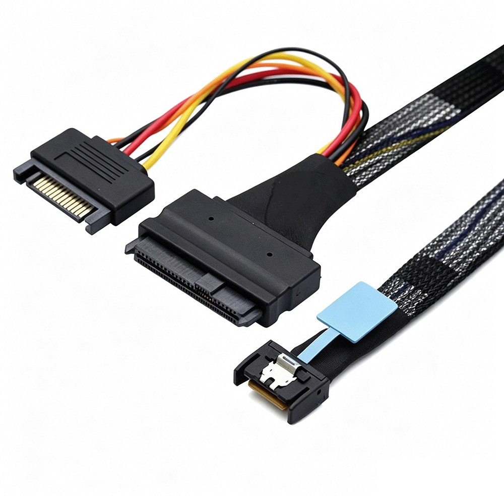 MCIO SFF-8654 to U.2 NVMe SFF-8639 With SATA 15P Cable