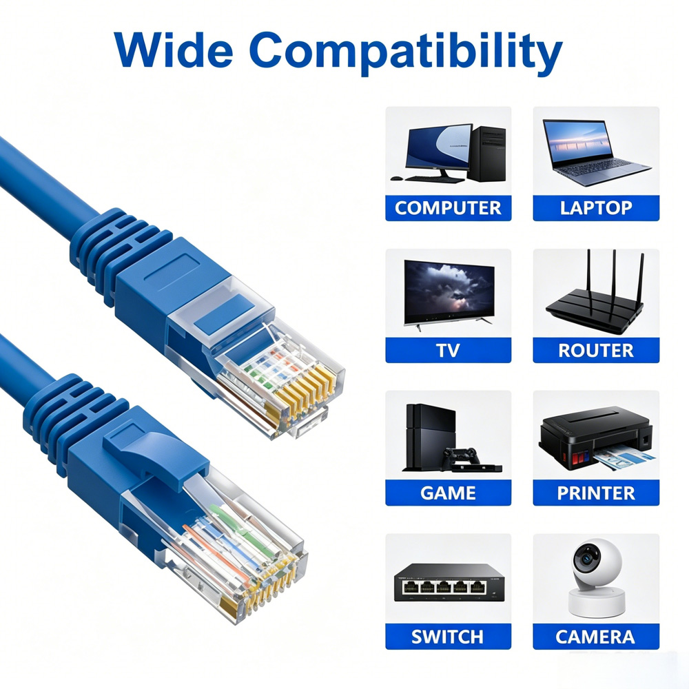 Cat 6 UTP Ethernet Cable, 10Gbps High Speed Internet Network Cable