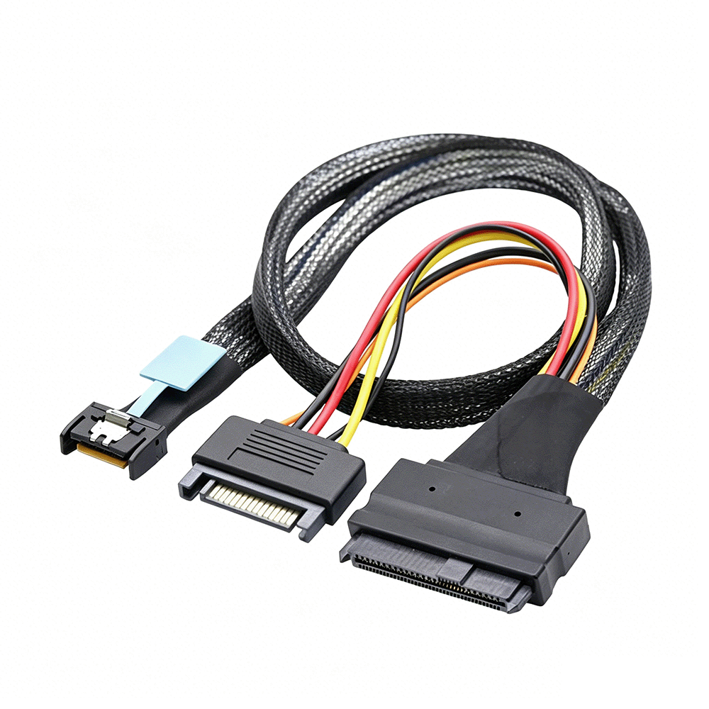 MCIO SFF-8654 to U.2 NVMe SFF-8639 With SATA 15P Cable
