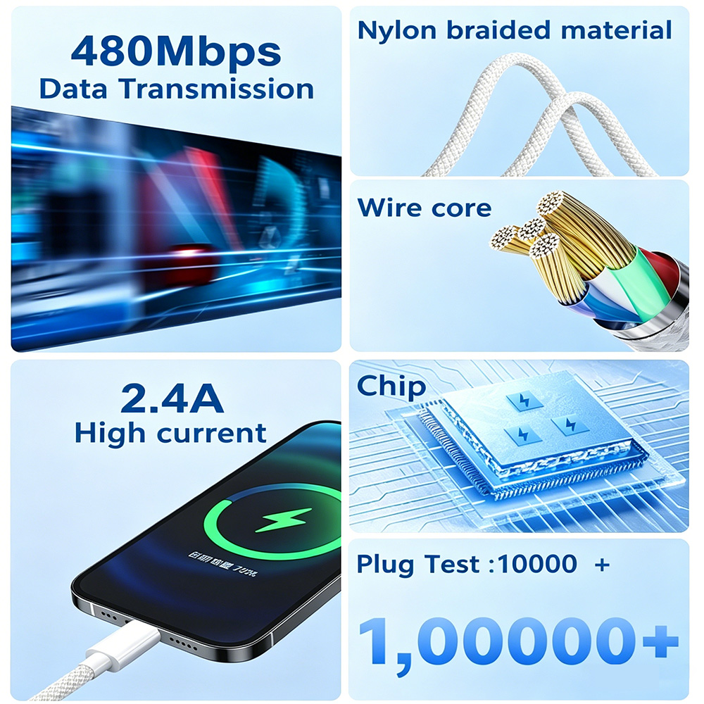 Nylon braided USB 2.0 A TO Lightning Cable 