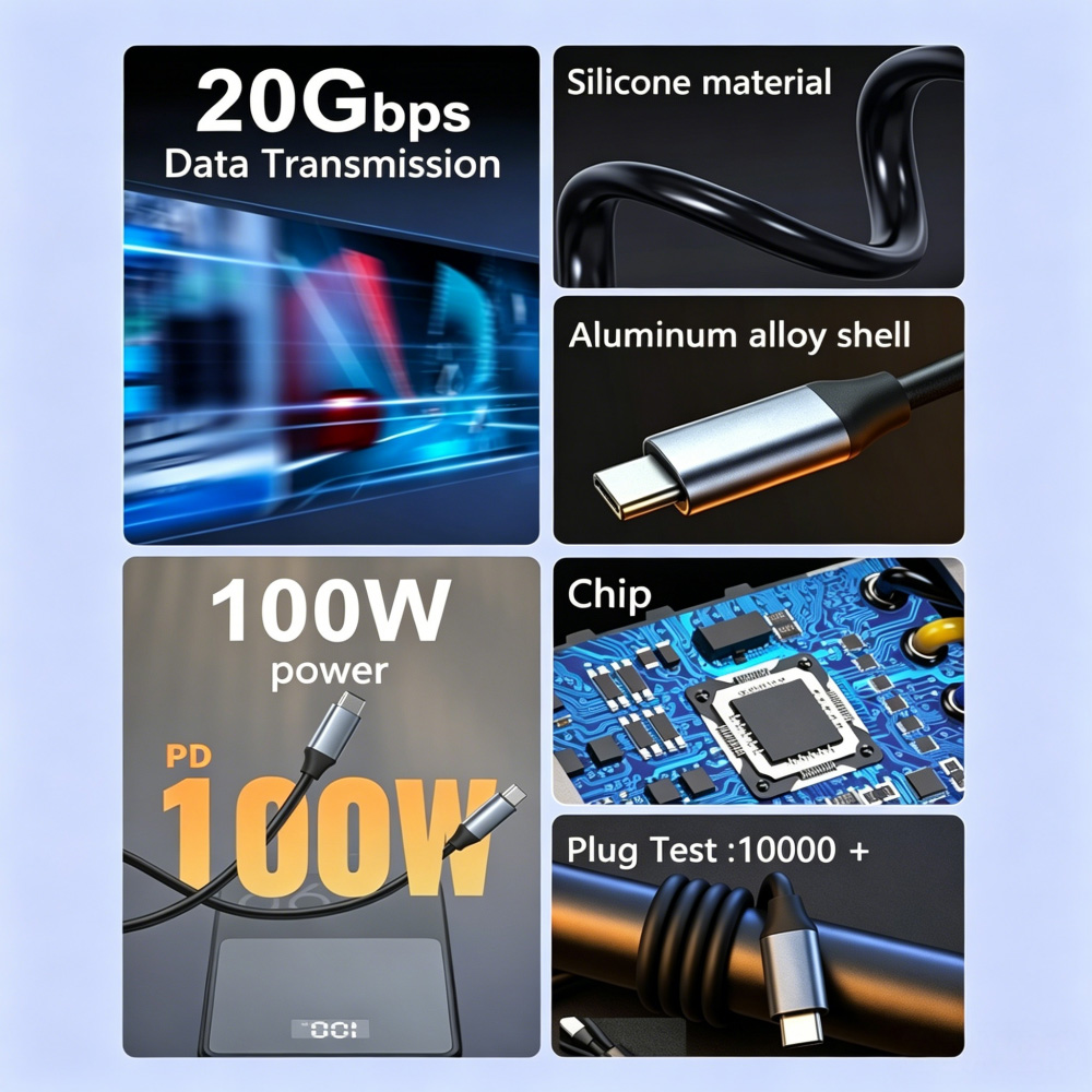 20Gbps USB 3.2 Type-C  Cable 4K 60Hz  