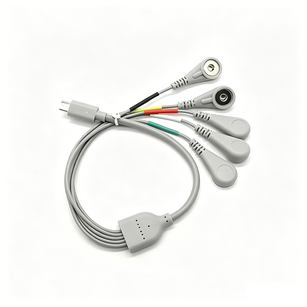 Medical Cable with USB Type C  Micro To 3 Lead ECG Female Snap Shielding Lead Wire
