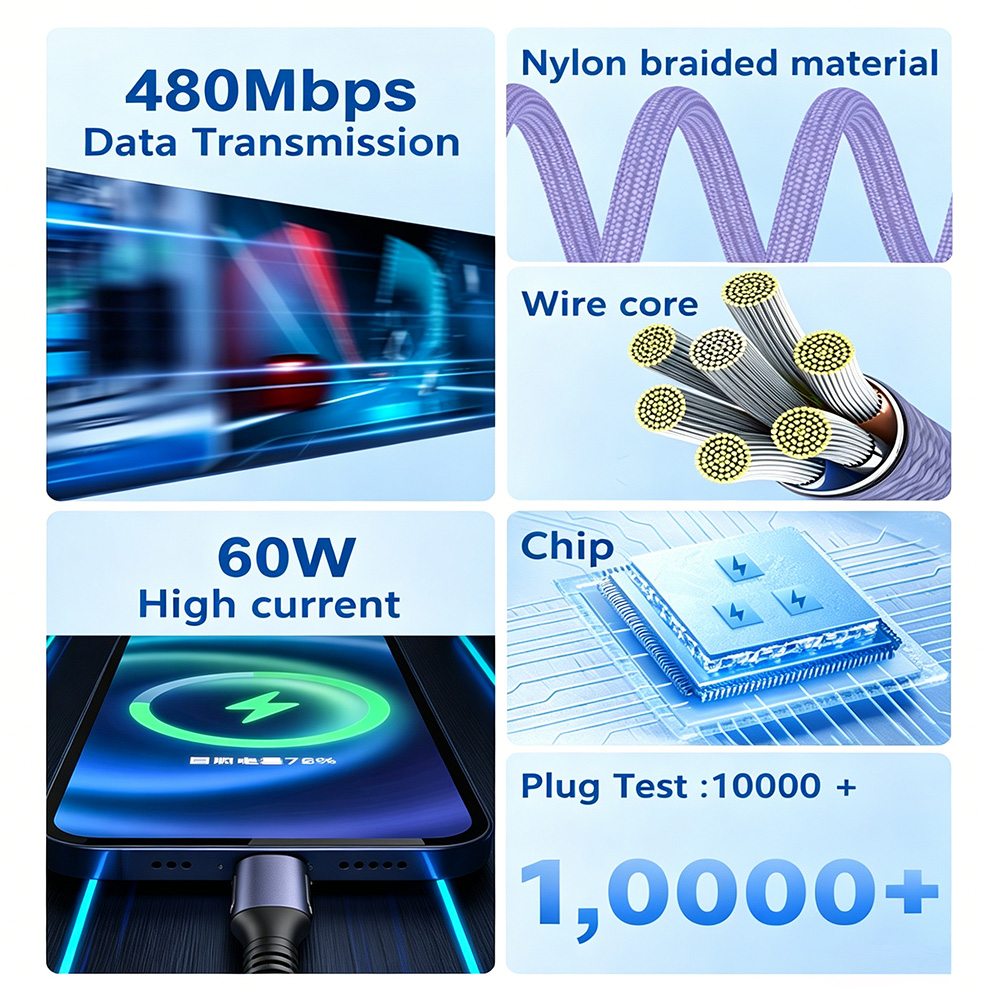 PD 60W USB C to USB C Cable
