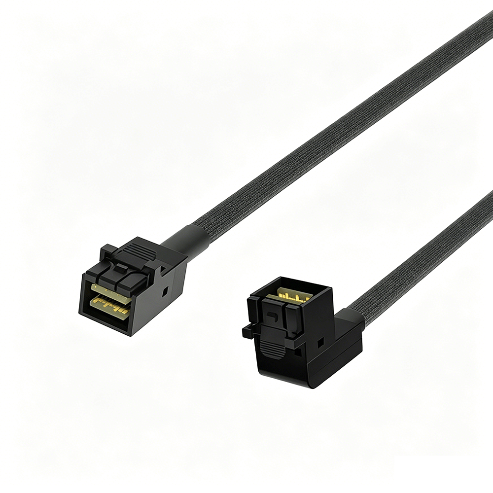 HD Mini SAS SFF-8643 to SFF-8643 Right Angle Cable 