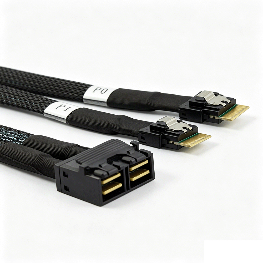 Mini SAS SFF-8643 8I to  2X SlimSAS SFF-8654 4I Cable 