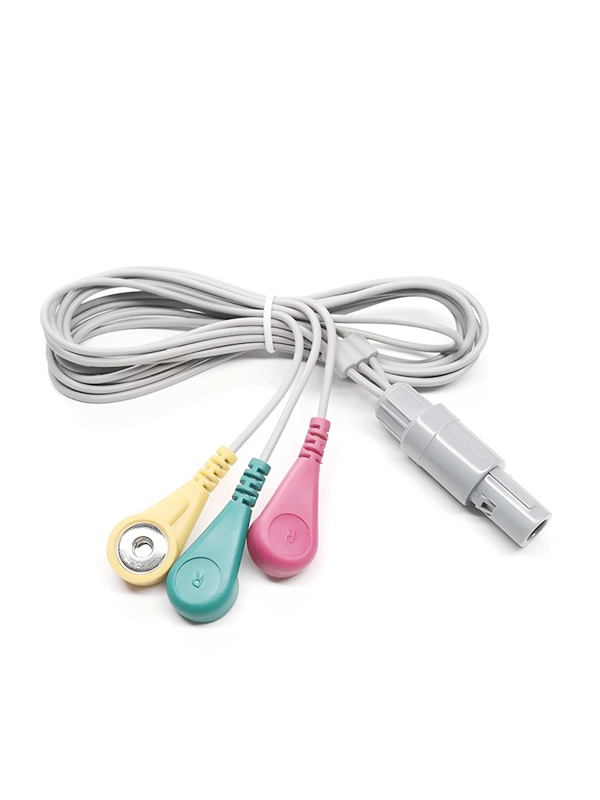 4Pin LEMO to 3 4 5 leads 3.9mm 4.0mm ecg snap button cable for Medical device