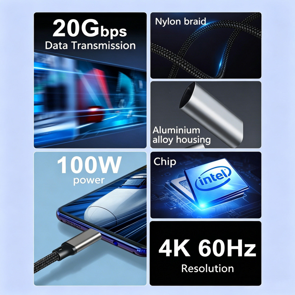 20Gbps USB C 3.2 Gen 2 Cable 4K
