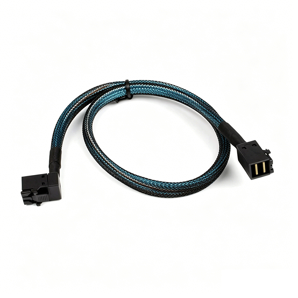 HD Mini SAS SFF-8643 to SFF-8643 Right Angle Cable 