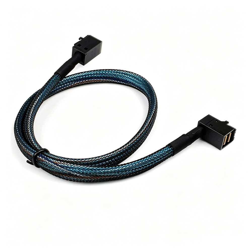 HD Mini SAS SFF-8643 to SFF-8643 Right Angle Cable 