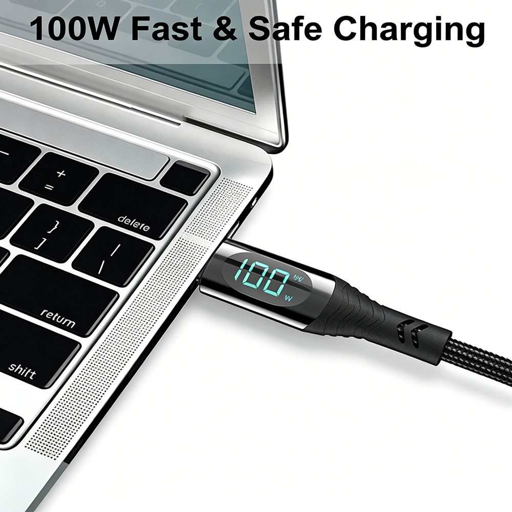 100W USB C Charger Cable with LED Display 