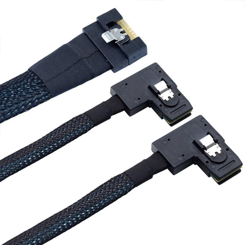 SlimSAS SFF-8654 To 2X SFF-8087 Left Angle Cable 