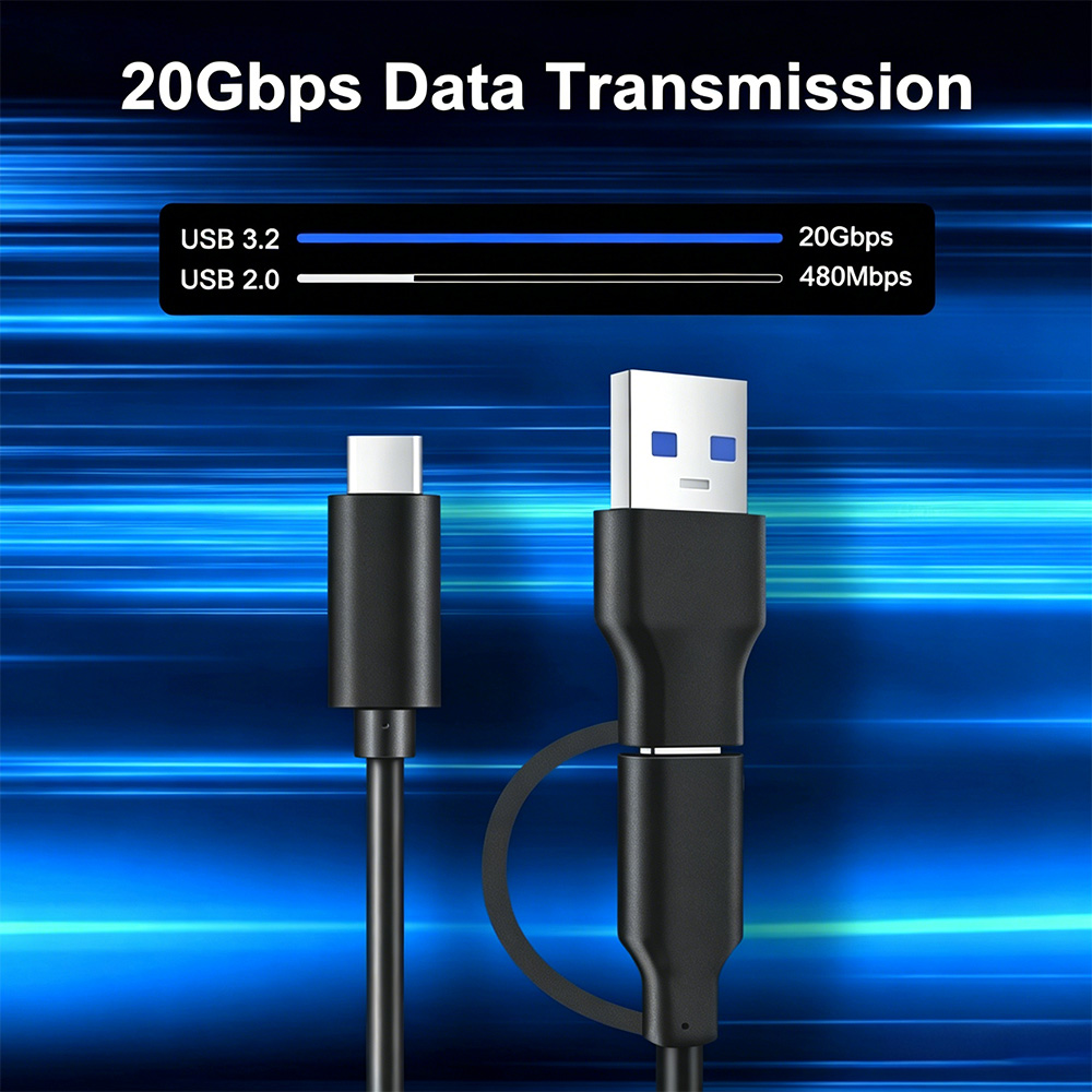 2 in 1 USB3.2 Gen1 Type C Cable 10Gbps