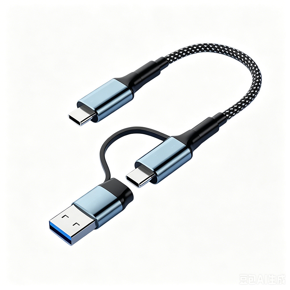  2 in 1 Nylon Braided USB Type C Cable 20Gbps 