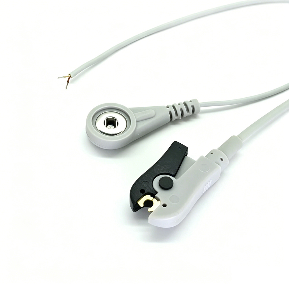 Customized Reusable 3.5mm Female ECG Snap to ECG Clip Medical Cable