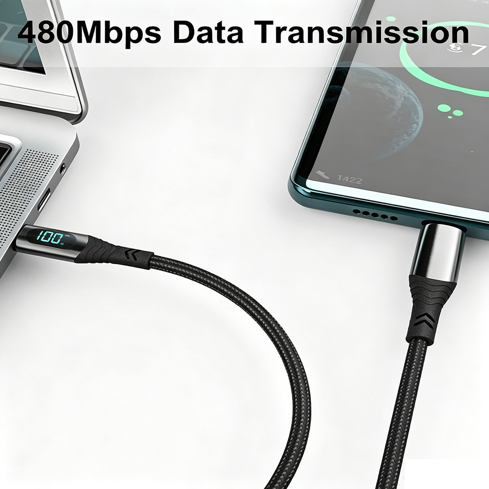 100W USB C Charger Cable with LED Display 